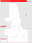 Lake of the Woods County, MN Digital Map Red Line Style